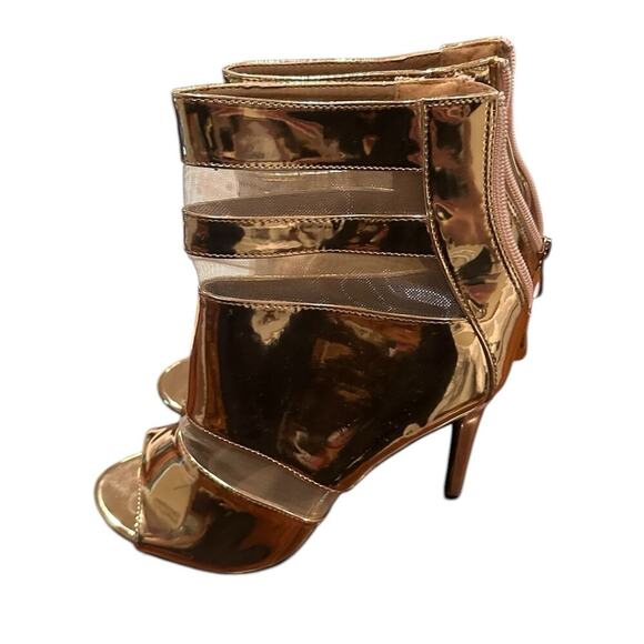 CAPE ROBBIN Size 9 METALLIC ROSE GOLD STILETTO SHINY PUMPS SHOES - Picture 3 of 5